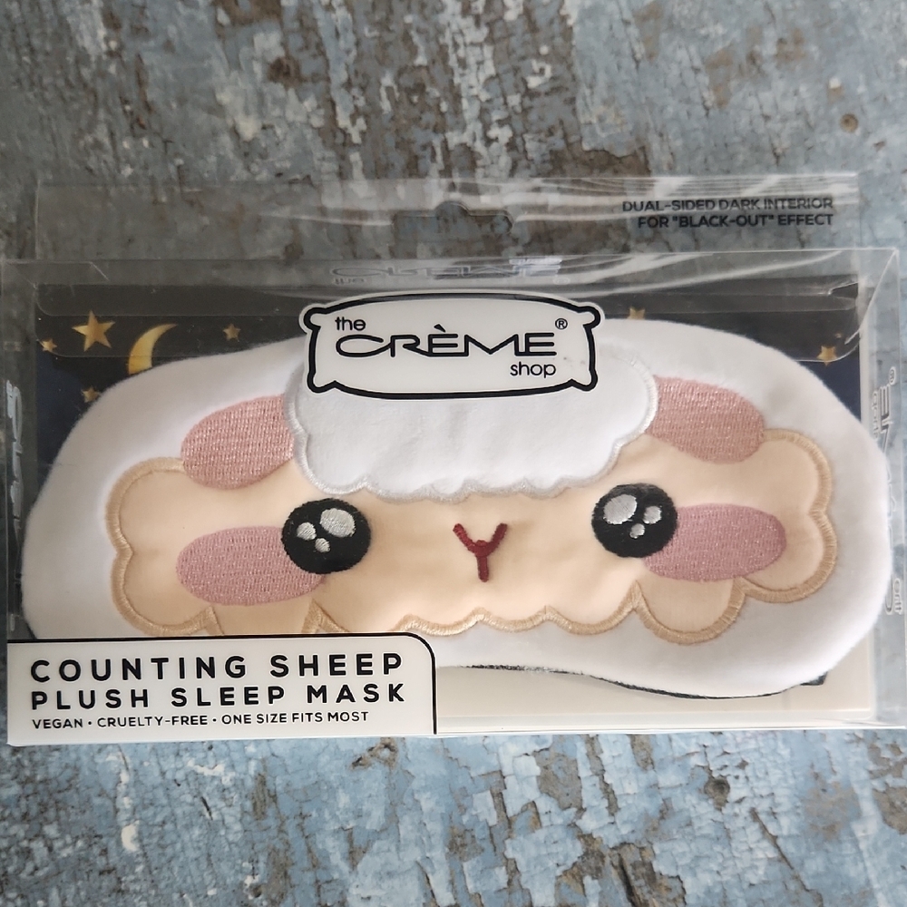 The Crème Shop Counting Sheep Plush Sleep Mask - White and Pink